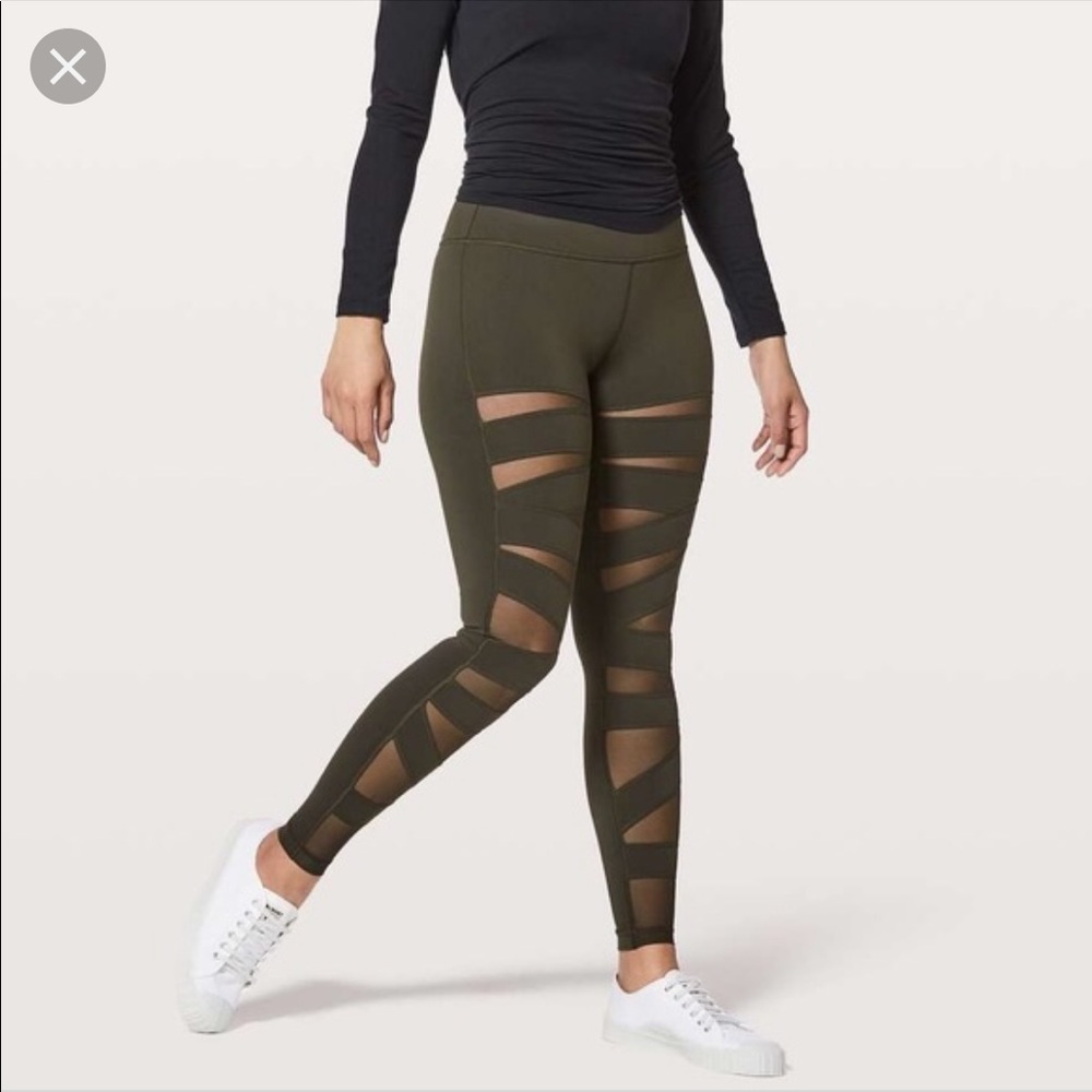 Lululemon Wunder Under Tight Tech Mesh Green - image 4